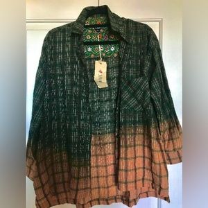 Oversized Fit Green Ombré Flannel